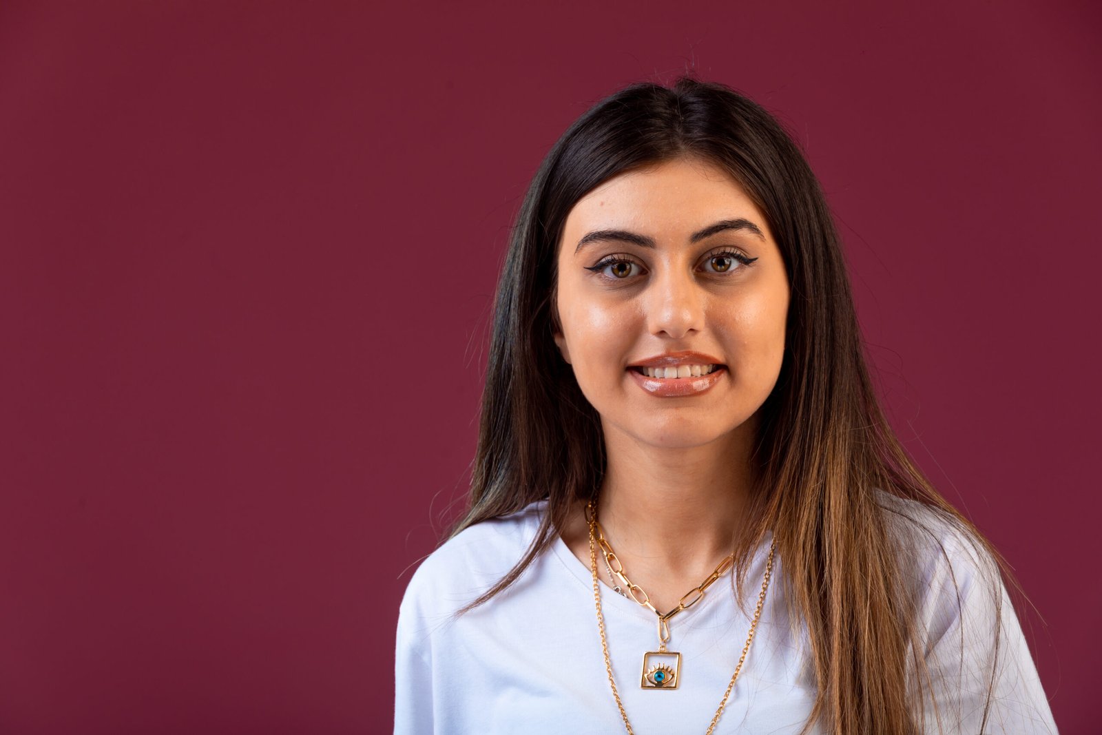 young and pretty model is smiling